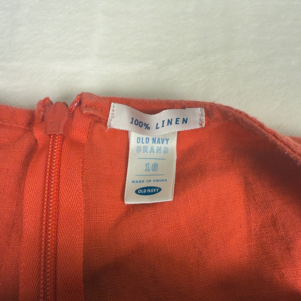 VTG Y2K Old Navy Skirt Women 16 Coral 100% Linen Cottagecore Lagenlook Flutter‎ - Picture 2 of 7